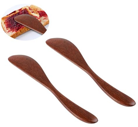 Mabor 2 Stück Buttermesser Klein Holz | Marmeladenlöffel Käse Spatel aus Nanmu | Hölzernes Butter Spreader Set für Frühstück Küche