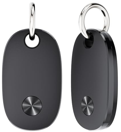 Smart Tracker Tag 2er Pack, Schlüsselfinder KeyFinder Kompatibel mit Apple Wo ist? APP (iOS NUR, Android Not Supported), Bluetooth Key Finder für Gepäck/Taschen/Koffer, Austauschbarer Akku
