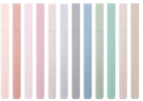 CFifHtOL Textmarker Pastell,12 Stück Marker Stifte,Bibel Marker,Reibungslose Textmarker Mit Sanften Pastelltönen & Augenschonend Für Lernen,Büro Und Notizen,Ideal Für Schüler,Studenten,Lehrer