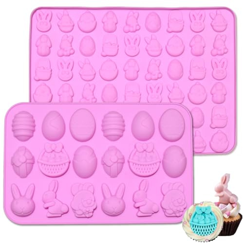 AEYAKA Easter Silicone Chocolate Moulds Cavities Egg, Ostern Schokoladenformen, Silikonform Ostereier, 2 Stück Pralinenform Silikon Schokoladenform, Osterhasen für Schokolade, Süßigkeiten, Gelee