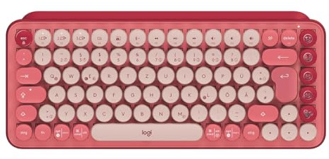 Logitech POP Keys - Mechanische Tastatur, Bluetooth Tastatur, Wireless Keyboard - macOS, iPadOS, iOS, Chrome OS, Android, Windows - Deutsch QWERTZ-Layout - rosa【Bulk - ohne Verpackung】