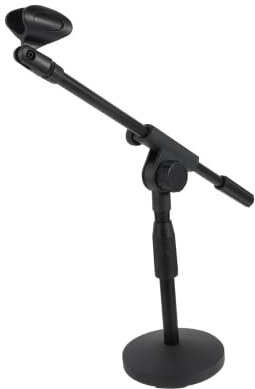 Yardwe Weighted Base Desktop Microphone Stand Crossbar Adjustable Height Short Mic Stand for Conference Table Mic Arm Desk Mount