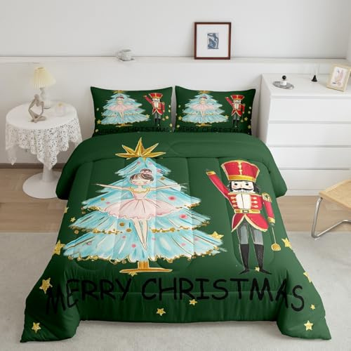 Loussiesd Nutcracker Bedding Set For Kids Boys Girls King Soft Star Print Down Comforter Ultra Soft Winter Down Comforter Cartoon Duvet Insert Set Room Decor Christmas Decor
