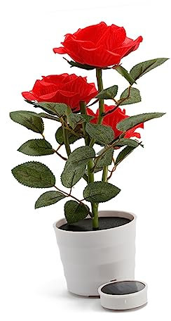 Mipcase Solar Rosen Led Blume Mit Lichtern Solarleuchte Wetterfest Künstliche Im Topf Romantische Nachtlampe Für Garten Balkon Zimmer Büro Hotel Energiesparende Dekoration