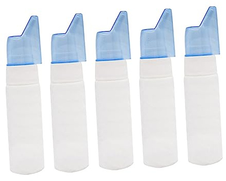 SHERCHPRY Flacon de Spray Nasal 70ml Abs Rechargeable, Lot de 5 Pièces | Bleu, Étanche Odeur, Format Poche pour Paquet, Usage Liquides et Solutions Aqueuses