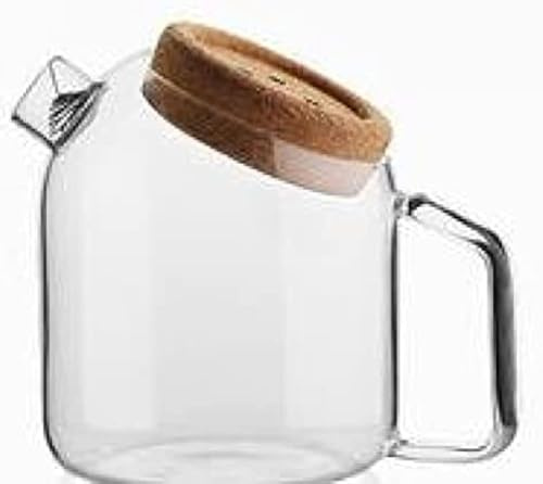 Jarra De Agua De Vidrio con Tapa De Corcho Tetera De Vidrio De Gran Capacidad para Jugo, Té Helado, Jarra De Agua De Bebidas De Bricolaje, 1.2L