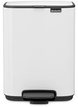 Brabantia Bo Pedal Bin 4L (White), Space-Efficient and Soft Closing Waste Bin with Light Pedal Operation, Easy to Clean Removable Plastic Inner Bucket with Free PerfectFit Rubbish Bags Included
