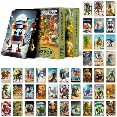 Axingqiwu 60 Italian Brainrot Carte con 32 Adesivi Album Brainrot Figurine per Collezionisti (Giallo)