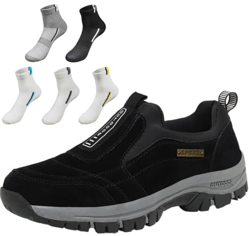 Diabetic Trainers for Men Extra Wide Fitting Walking Shoes Men's Slip on Shoes Sport for Outdoor Fitness Sneakers Lightweight Casual Jogging (Black,9)