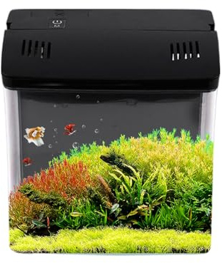 Acquario per Pesce Betta | Acquario Nano con Filtrazione Integrata - Decorazione Interni per Ufficio Soggiorno Tavolo | Gambero Rana Tartaruga Ufficio Casa Soggiorno