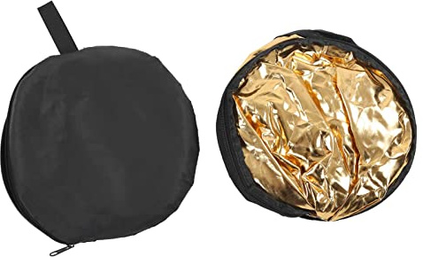 Riflettore di luce fotografico 5 in 1, riflettore rotondo pieghevole con custodia, riflettori morbidi bianco argento oro nero per fotografia di ritratto trasmessa in diretta in (80 cm)