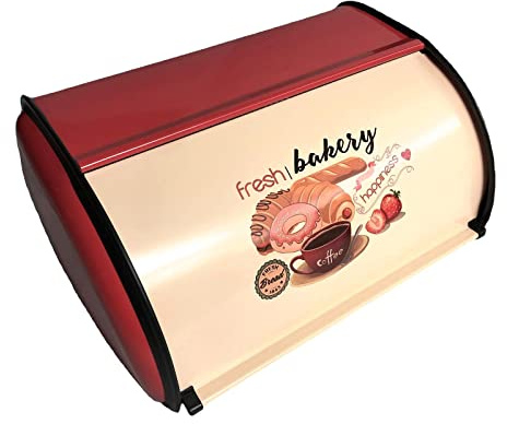 Stgfyxgs Bin de Pan Recipiente de Hierro con Tapa Rodante Fácil de Limpiar y Diseño Elegante para Proteger de Adecuada para Cocina Regalo