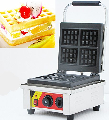 CGOLDENWALL NP-539 4pcs Rectangle Waffle Maker Non-stick Grid Waffle Baker Square Making Machine Commercial Belgian Waffle Stove Waffle Toaster (220V)