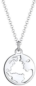 Elli Damen Halskette Weltkugel Globus Wanderlust Reisen in 925 Sterling Silber Vergoldet