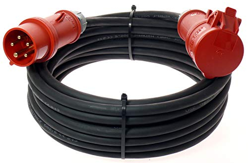 CEE Starkstromkabel Starkstromverlängerung Verlängerungskabel Starkstrom Gummiverlängerung H07RN-F 5X2,5mm² 5P 16A 400V Kraftstromkabel Außenbereich 5m