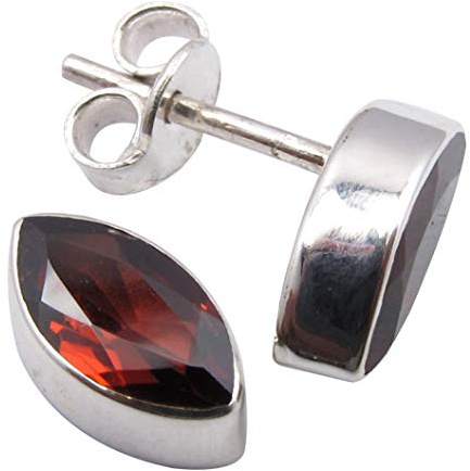 SilverStarJewel 925 Massivsilber 5 x 10 mm Granat Januar Geburtstein Ohrstecker Ohrringe 1 cm Mother’s Day Savings