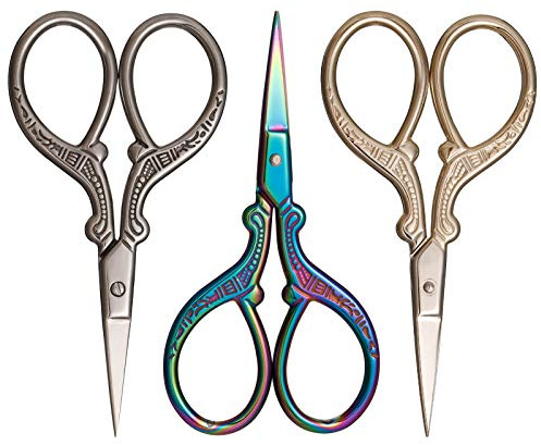 Chutoral 3 Pcs Small Fabric Scissors, Multi-Colour Rainbow Embroidery Scissors Stainless Steel Cross Stitch Sewing Scissors for Embroidery, Craft, Needle Work, Art Work & Everyday Use