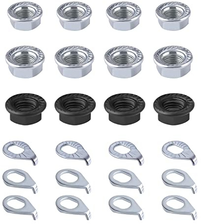 SAVITA 24pcs Bike Wheel Axle Nut and Bicycle Hub Safety Washer Kit, Carbon Steel M8/M9.5/M10 Bicycle Hub Flanged Axle Nuts Bicycle Parts Accessories for Front and Rear Mountain Bike Wheel Axle