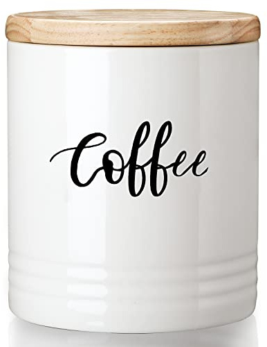 LEETOYI Porcelain Food Storage Containers with Lid, Small Size Design & Saves Space, 4.5 Inch White, Labeled Coffee