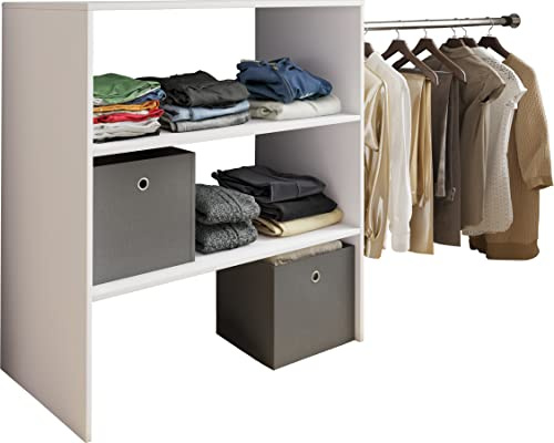VCM Holz Kleiderschrank | offener Schrank | begehbarer Kleiderregal | Raumwunder mit Kleiderstange | Maße ca. B. 90 x H. 100 x T. 50 cm - Dacho ll