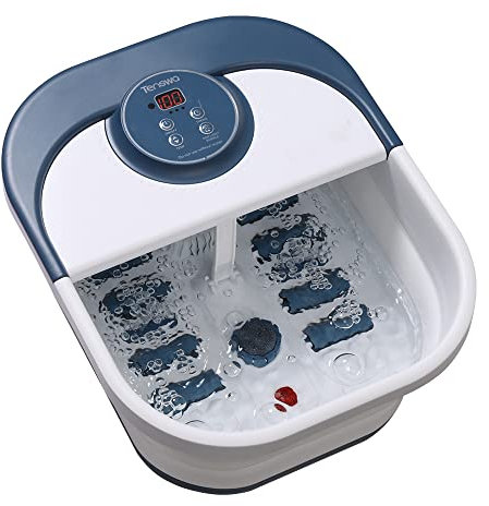 Tenswa Collapsible Foot Spa Bath Massager with Heat, Bubbles, Pedicure Foot Spa with 8 Rollers, Tub for Stress Relief, Soaker with Mini Acupressure Massage Points & Temperature Control