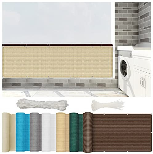 NINGBAI Pantalla para Balcón Jardín Protección 85 x 550 cm Malla Ocultación Patio, Toldo Lateral Cubierta de Balcón Resistente al Viento Ocultación para Jardín Terraza, Color Crema
