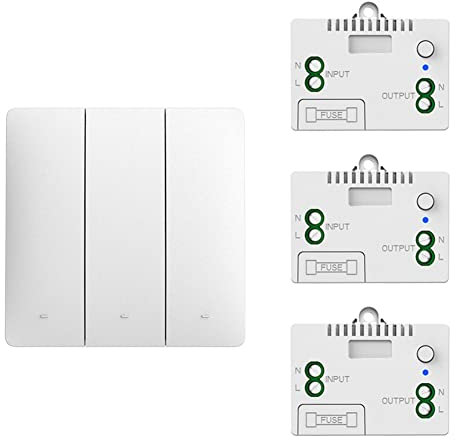 Yklhsocneg Interruptor Conmutador Inalámbrico de Luz de Pared Autoalimentado con Control Remoto sin Batería, sin Cable, IP54, Impermeable, Interruptor Cinético Interior