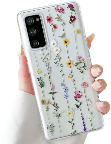 ZTOFERA Compatible with Samsung Galaxy S20 FE 4G/5G Case for Girls Women, Flexible Soft Silicone Protective Phone Case with Cute Climbing Flowers Floral Pattern Shockproof Bumper Cover, Clear