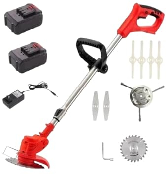 DÜSSELDORF | Desbrozadora Eléctrica Batería, Multifuncion Desbrozadora Automática, Portátil, para El Hogar, Jardín, para Trabajos De Jardinería, Cortacésped, 2 Baterías 21v