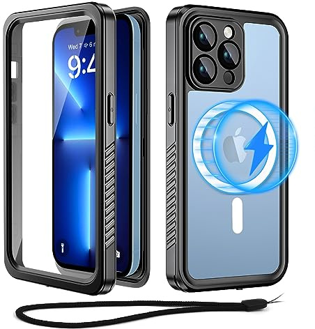 Beeasy für iPhone 13 Pro Max Hülle Wasserdicht mit MagSafe 6,7, Schwarz | 360 Grad Schutzhülle, Outdoor Stoßfest Panzerhülle Case, Wasserfest Staubdicht Handyhülle mit Displayschutz & Kameraschutz