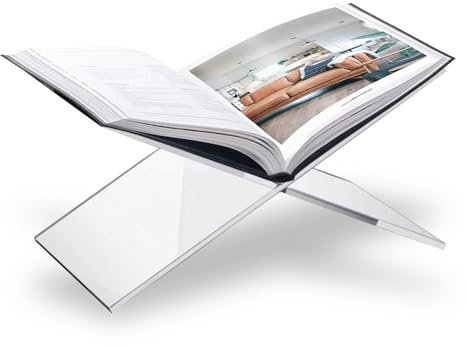 SK - Soporte acrílico grande para libros, 6 x 12 x 6 pulgadas, soporte para el Corán, soporte para libros de mesa de café, soporte para libros de cocina, decoración del hogar y la mesa