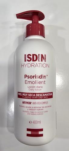 ISDIN PsorISDIN Emollient Tägliche Lotion, spendet Feuchtigkeit, entfernt Schuppen und reduziert Hautrötungen bei Menschen mit Schuppenflechte, 400 ml