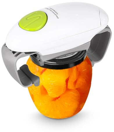 LEAZZLE Abridor de tarros eléctrico, accesorio de cocina, abrelatas automático para nuevos frascos sellados, el abrelatas de manos libres,abrebotellas para manos artriticas(blanco)