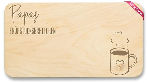 Holz Natur - Frühstücksbrett - Papas Frühstücksbrettchen I Geschenke Papa I Vatertag I Papi Geschenkidee Weihnachten - 22x12 - Holz - geschenk vatertagsgeschenk brettchen für einen vater