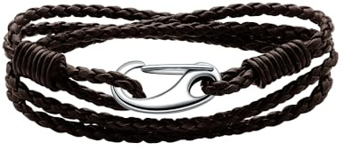 Viwind Lederarmband Damen Geflochtenes 19/20cm Leder armbänder for Damen Männer Multilayer Karabiner aus Edelstahl Manschette Wickelarmband Mit Geschenkbox