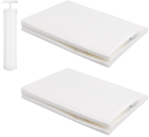 Vakuumbeutel Matratze Jumbo 2 Pack (180 * 100CM+ 150 * 100CM), Vakuumversiegelte Matratzentasche mit Staubsauger Handpumpe, 80% Platz sparen Vakkumsäcke Kleidung