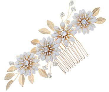 1 Packung Perlenkamm Kristallperlenkamm Clip Gold Haarklammer Clip Hochzeit Haar Seitenkamm Braut Seitenkamm Braut Haarkamm