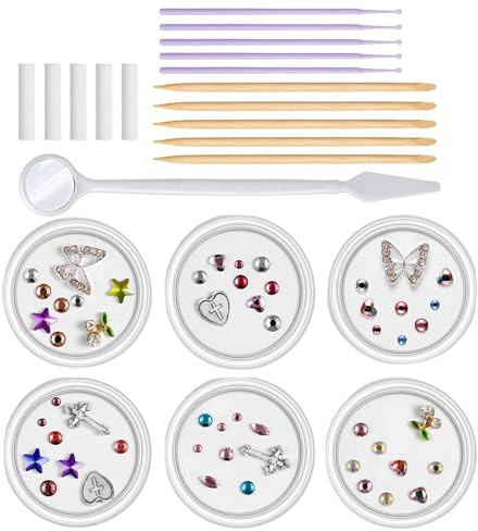 Shurzzesj Zahn-Edelstein-Set – Stilvolles Zahn-Kristall-Set – Kreatives Zahn-Edelstein-Set für Zähne, Kristall-Schmuck-Zähne, Edelstein-Set, professionelles Zahn-Edelstein-Set für strahlendes Lächeln