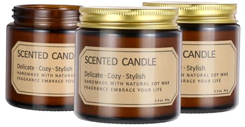 Ciieeo 3pcs Tea- Small Brown Bottle Aroma Candle for Home Scented Decor Unique Aromatherapy Candles Material Soothing Fragrance