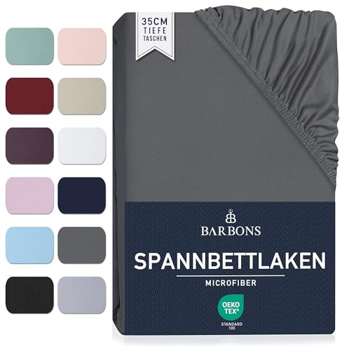 Spannbettlaken 140x200cm - Spannbetttuch Bettlaken Bettbezug (D.grau) | Oeko-TEX Zertifiziert - Gebürstete Polyester - Mikrofaser - 35 cm Tiefe Tasche - für dicke Matratzen - Kinderbett - Babybett