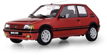 IXO Collections 1:8 IXO Peugeot 205 GTI Rot - Modellbau, Standmodellbau, hochwertiger Bausatz, Modellbausatz, 720 Teile, Auto Bausatz