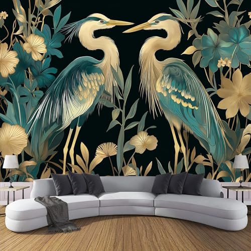 Fotomurales Decorativos Pared Fotomural Tv, Arte De La Selva Garza Y Naturaleza Foto Mural Pared 3D Decorativos Papel Tapiz, Estéreo 3D Fotomurales, 250Anx175Al Cm