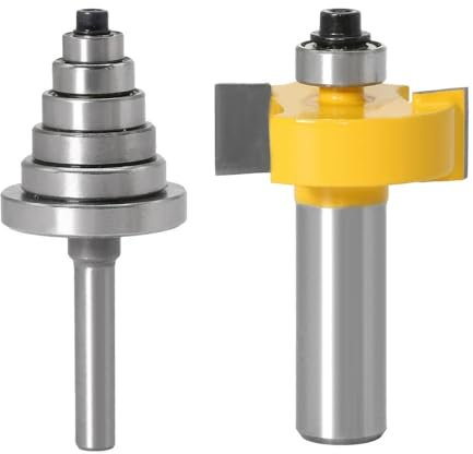 BCOMFY Broca enrutadora de rebaje con Juego de 6 rodamientos, vástago de 1/2 , vástago de 12mm, Cortador de carpintería, Cortador de Espiga for Herramientas de carpintería(12mm Shank)
