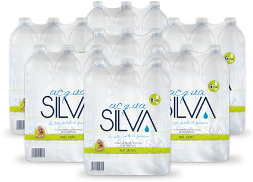 Acqua Silva Naturale – Confezione 7 fardelli (6 bottiglie 1,5 L a fardello) (tot. 42 Bottiglie da 1,5 L) – Leggera e Oligominerale