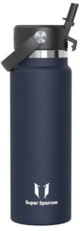 Sparrow Insulated Water Bottle - 1000ml - Wide Mouth Metal Bottles - SwivelSip Flask with Straw Lid - BPA-Free, Leakproof, Ergonomic - Ideal for Work, Gym, Travel, Sports