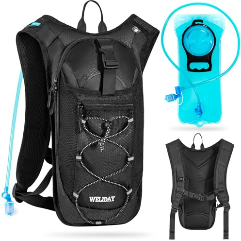 AKOZLIN Zaino idratazione con 70 oz 2L bocca d'acqua, nero