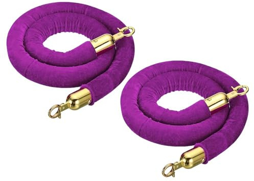 LQSYBHD Corda di Velluto,Corda Stanchion con Ganci,Stanchion Rope,Corda Barriera,Corda per Corrimano with Hook,per Pali,Controllo Folla(Size:4.9ft)