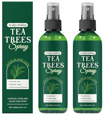 QPJUVC Tea Tree-oljebalsam spray med sköljning – lätt, fuktgivande utredare för torrt, skadat hår och hårbottenvård – frizzkontroll, glans och mjukhet (2)