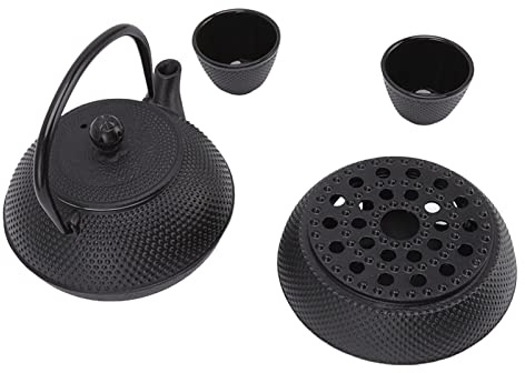 Set bollitore in ghisa 800ml Lussuoso risparmio energetico Teiera giapponese altamente resistente con scaldatazze e filtro per gli amanti del tè e gli appassionati di decorazioni