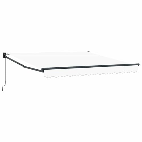 Coespram Tenda da sole retrattile bianca, 300 x 250 x 165 cm, con braccio articolato manuale, in poliestere, per giardino, terrazza, balcone, protezione dagli sguardi indiscreti e ombra, per esterni